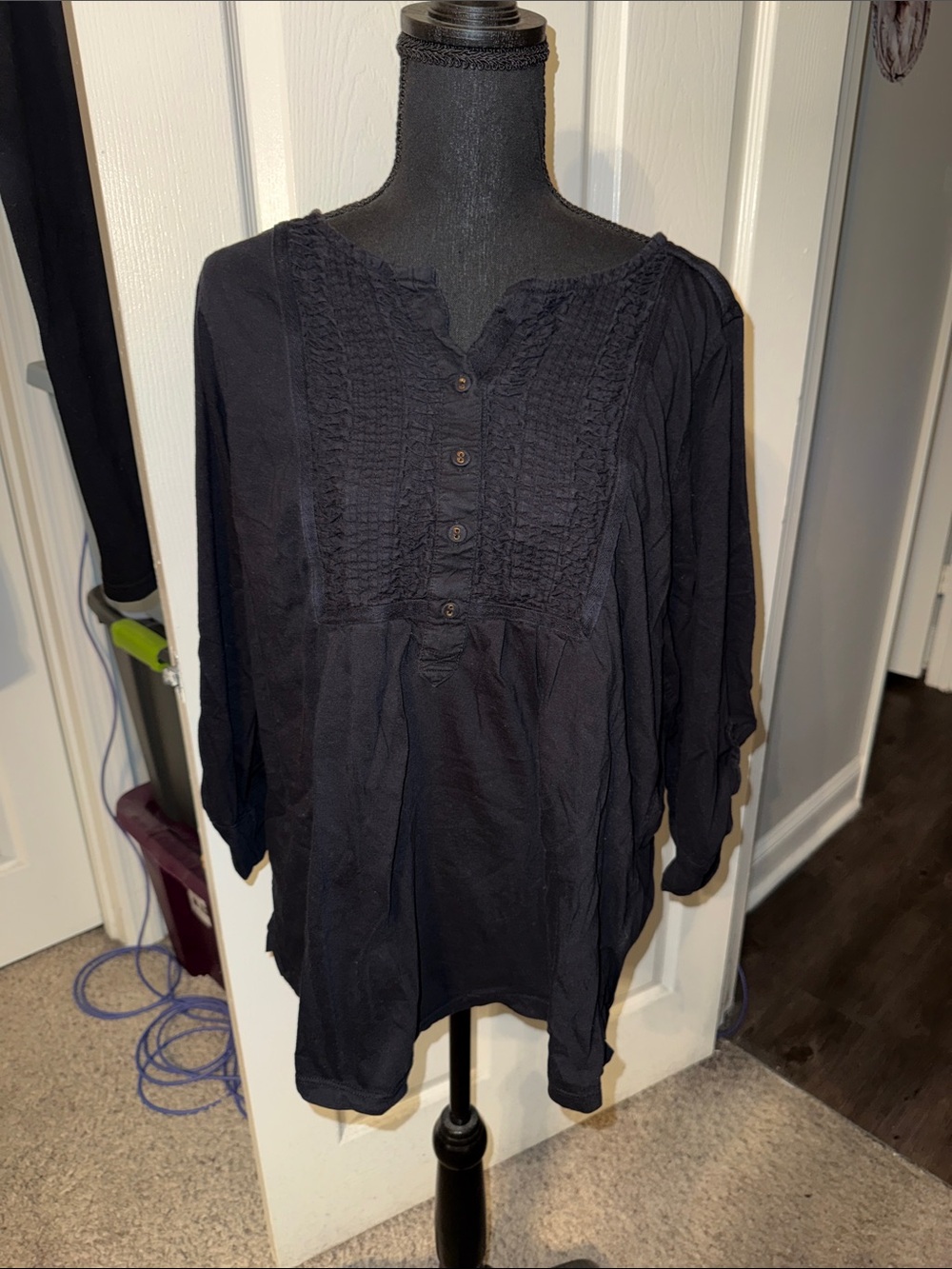 🖤CHARTER CLUB WOMENS BLACK COTTON BLOUSE SIZE 3X🖤
